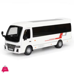 1:32 Coaster Car Toys Model Diecast Alloy Bus Sound Light Pull Back Doors Can Opened Metal Body Rubber Tires Toy