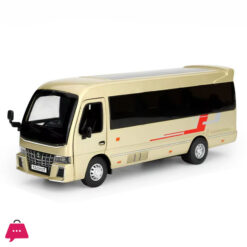 1:32 Coaster Car Toys Model Diecast Alloy Bus Sound Light Pull Back Doors Can Opened Metal Body Rubber Tires Toy