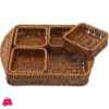 1 Set Rattan Storage Basket Small Square Basket Storage Basket For Snack Dried Fruit Basket Woven Storage Basket Divided Snack Tray Small Basket...