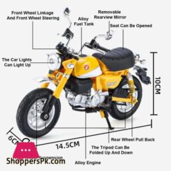 1:12 Honda Monkey Alloy Toy Motorcycle Model Car With Sound Light Rear Wheel Suspension Motorbikes Vehicle Models For Children