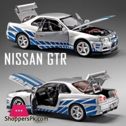 1:24 Nissan Gtr R34 Skylin Fast &Amp; Furious Alloy Car Model Sound And Light Pull Back Children'S Toy Collectibles