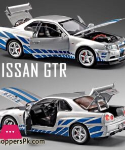 1:24 Nissan Gtr R34 Skylin Fast &Amp; Furious Alloy Car Model Sound And Light Pull Back Children'S Toy Collectibles - Image 2