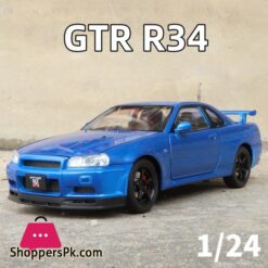 1:24 Nissan Gtr R34 Skylin Fast &Amp; Furious Alloy Car Model Sound And Light Pull Back Children'S Toy Collectibles
