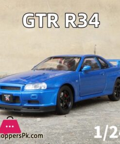 1:24 Nissan Gtr R34 Skylin Fast &Amp; Furious Alloy Car Model Sound And Light Pull Back Children'S Toy Collectibles - Image 4