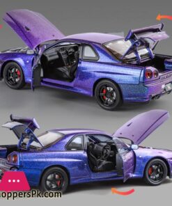 1:24 Nissan Gtr R34 Skylin Fast &Amp; Furious Alloy Car Model Sound And Light Pull Back Children'S Toy Collectibles - Image 5