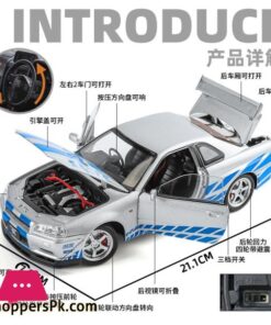 1:24 Nissan Gtr R34 Skylin Fast &Amp; Furious Alloy Car Model Sound And Light Pull Back Children'S Toy Collectibles - Image 6