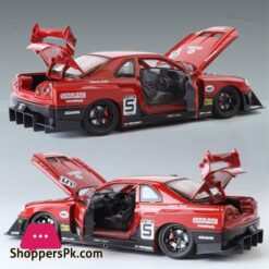 1:24 Nissan Skyline Ares Gtr R34 Alloy Modified Wide Body Sports Car Model Diecast Raing Car Model Sound And Light Kids Toy Gift
