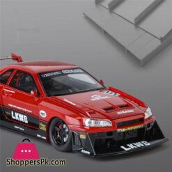 1:24 Nissan Skyline Ares Gtr R34 Alloy Modified Wide Body Sports Car Model Diecast Raing Car Model Sound And Light Kids Toy Gift