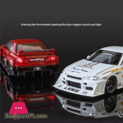 1:24 Nissan Skyline Ares Gtr R34 Alloy Modified Wide Body Sports Car Model Diecast Raing Car Model Sound And Light Kids Toy Gift