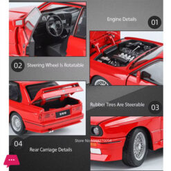 1:24 Bmw M3 Miniature Model Alloy Car Toys Diecast Metal Vehices Sound Light Pull Back 4 Doors Opened