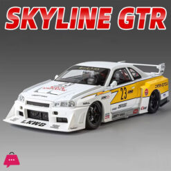 1:24 Nissan Skyline Ares GTR R34 Alloy Modified Wide Body Sports Car Model Diecast Raing Car Model Sound and Light Kids Toy Gift