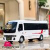 1:32 Coaster Car Toys Model Diecast Alloy Bus Sound Light Pull Back Doors Can Opened Metal Body Rubber Tires Toy