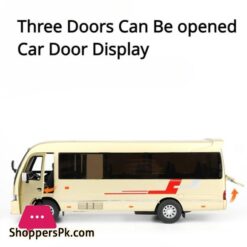 1:32 Coaster Car Toys Model Diecast Alloy Bus Sound Light Pull Back Doors Can Opened Metal Body Rubber Tires Toy