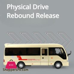 1:32 Coaster Car Toys Model Diecast Alloy Bus Sound Light Pull Back Doors Can Opened Metal Body Rubber Tires Toy