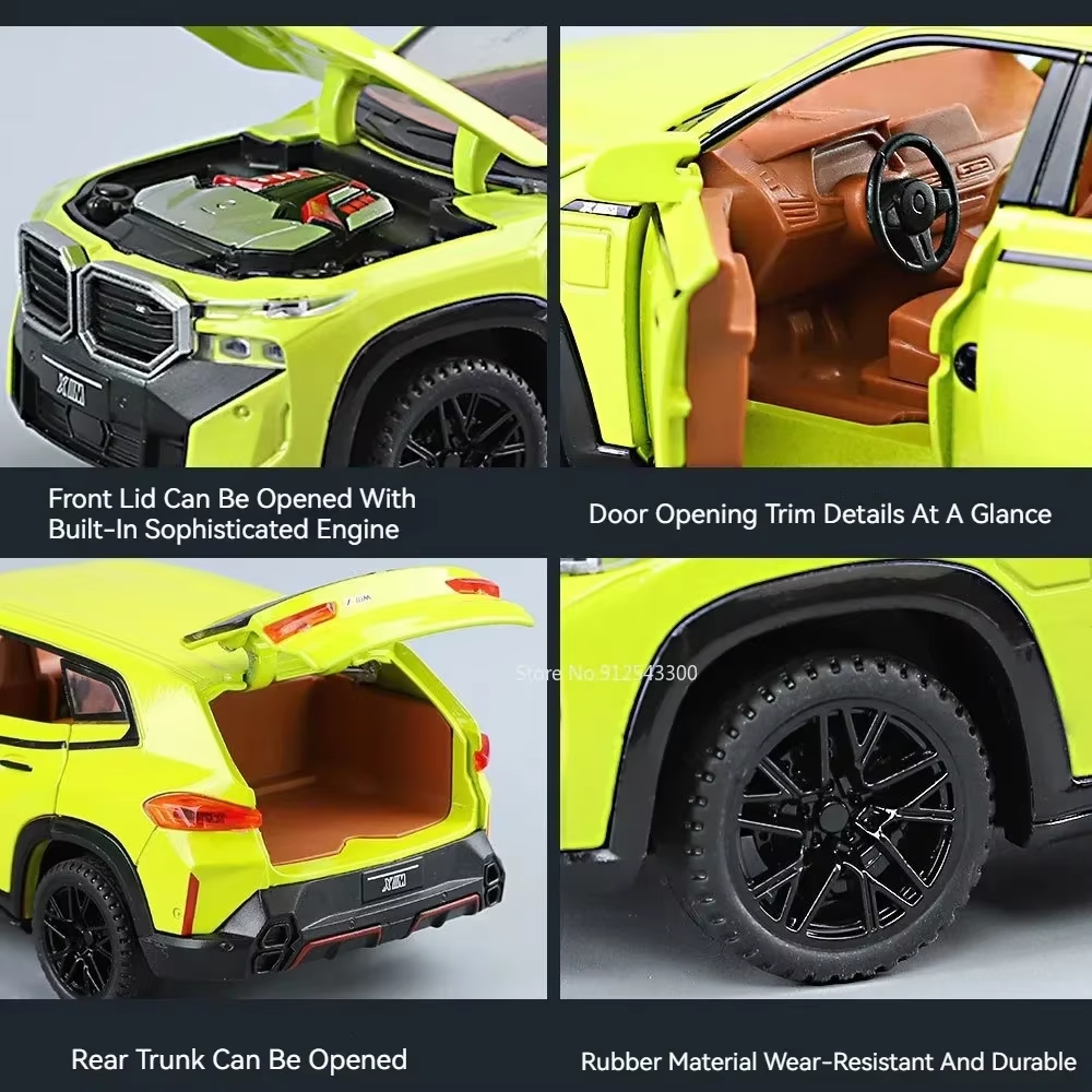 1:32 Scale Bmw Xm Alloy Diecast Car Model Toys 6 Doors Opened Suv Vehicle Models Pull Back Sound Light Collection Kids Gifts