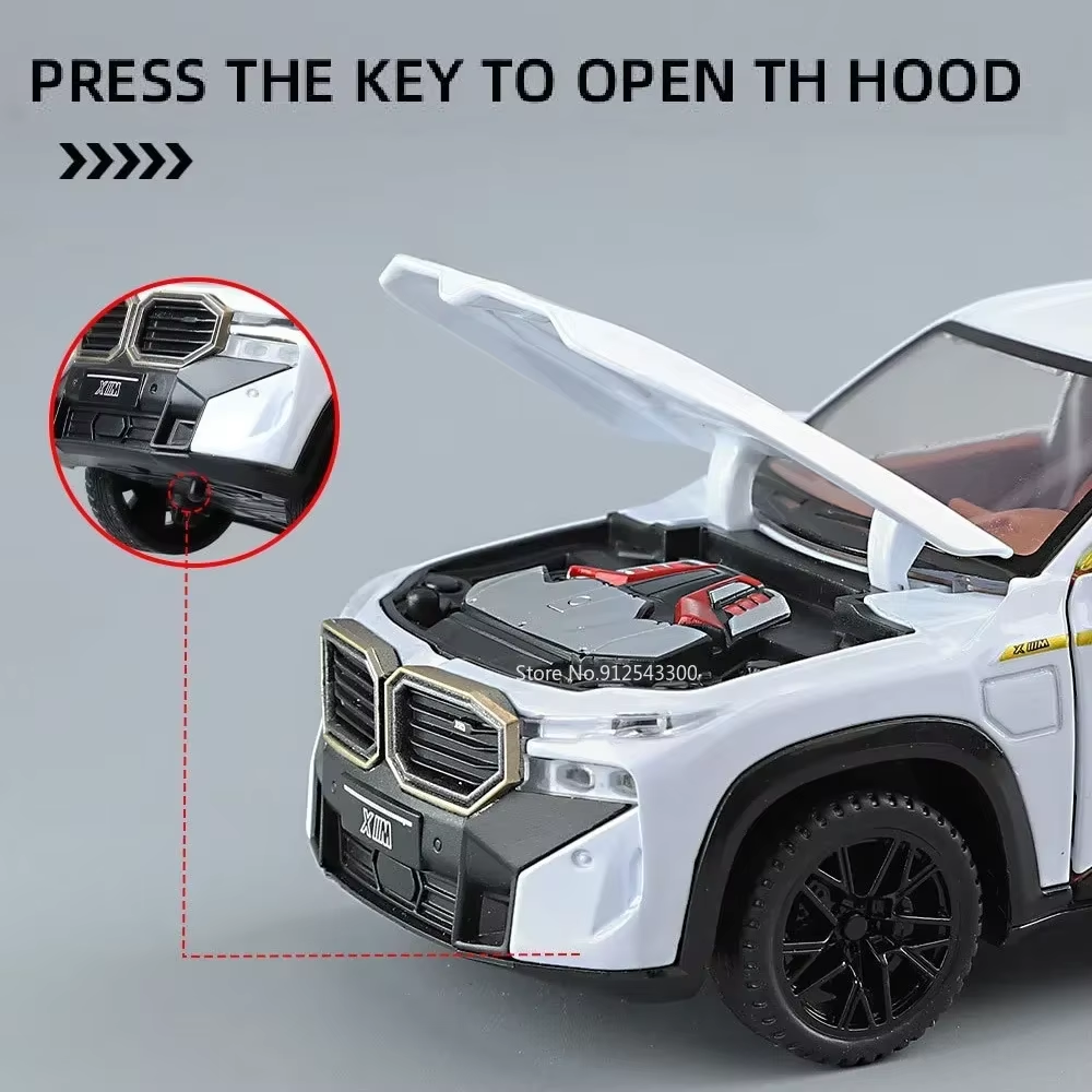 1:32 Scale Bmw Xm Alloy Diecast Car Model Toys 6 Doors Opened Suv Vehicle Models Pull Back Sound Light Collection Kids Gifts