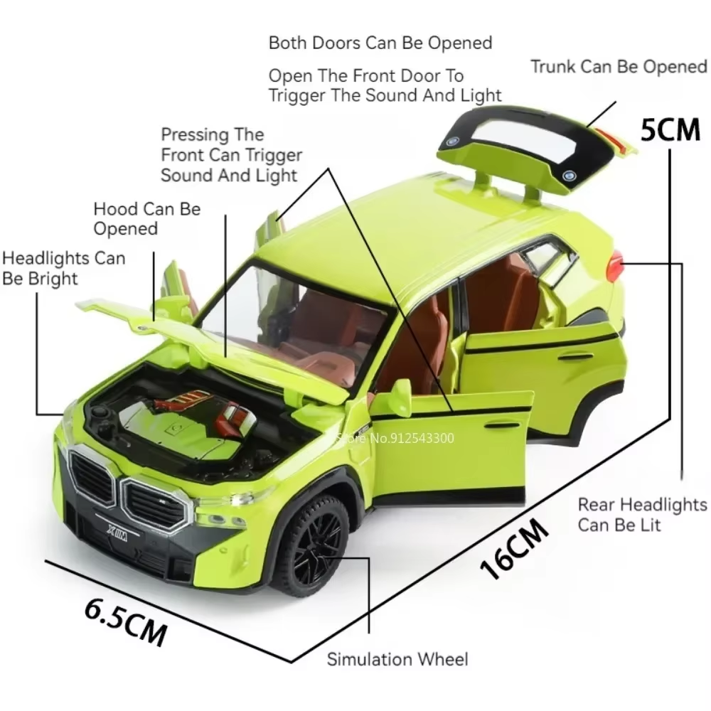 1:32 Scale Bmw Xm Alloy Diecast Car Model Toys 6 Doors Opened Suv Vehicle Models Pull Back Sound Light Collection Kids Gifts