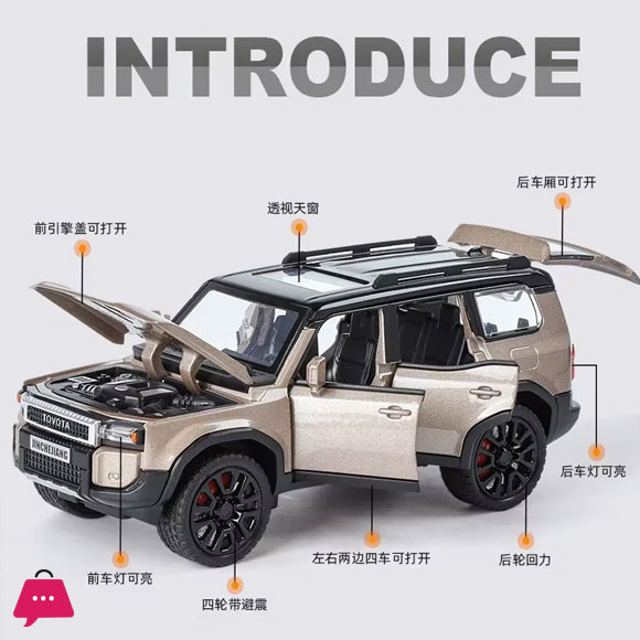 1:32 Toyota Land Cruiser Prado Suv Alloy Die Cast Toy Car Model Sound And Light Children'S Toy Collectibles 6 1:32 Toyota Land Cruiser Prado Suv Alloy Die Cast Toy Car Model Sound And Light Children'S Toy Collectibles - Image 4