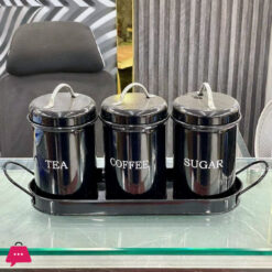 3-Piece Vintage Retro Farmhouse Metal Containers with Lids Coffee Tea Sugar Set Canister With Tray For Food Storage