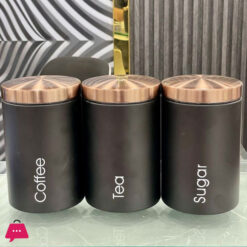 3-Piece Vintage Retro Metal Containers with Lids Coffee Tea Sugar Set Steel Lid