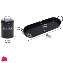 3-Piece Vintage Retro Farmhouse Metal Containers With Lids Coffee Tea Sugar Set Canister With Tray For Food Storage