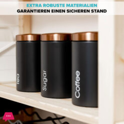 3-Piece Vintage Retro Metal Containers With Lids Coffee Tea Sugar Set Steel Lid