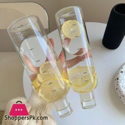 750Ml Pc Plastic Water Bottle With Time Marker Creative Large Capacity Leakproof Drink Bottle Drop Resistant Sport Water Bottles