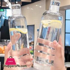 750Ml Pc Plastic Water Bottle With Time Marker Creative Large Capacity Leakproof Drink Bottle Drop Resistant Sport Water Bottles