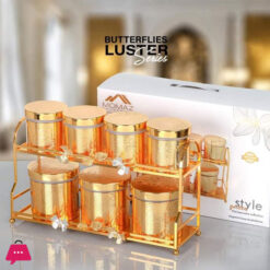 7-piece Gold-Plated Stainless Steel Spice Box Set with Stand