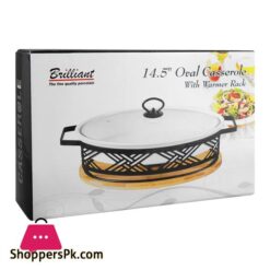 Brilliant 145 Oval Casserole Serving Dish With Candle Standrack Buffet Food Warmer Br1124