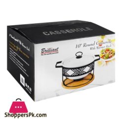 Brilliant 10 Round Casserole Serving Food Warmer Dish With Candle Stand Rack Br1127