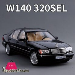 Diecast 1:24 Benzs Vintage W140 320SEL Alloy Car Model Simulation Toy Vehicle Sound Light