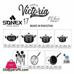 Sonex New Non Stick Victoria Gift Set Gl 17Pcs Trending Non Stick Random Colors Cookware Sets 50001