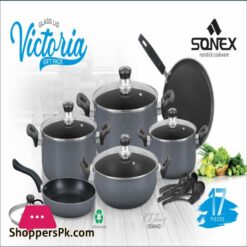 Sonex New Non Stick Victoria Gift Set Gl 17Pcs Trending Non Stick Random Colors Cookware Sets 50001