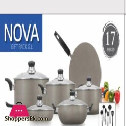 Nova Gift Pack Set Aluminium Non Stick Cookware Set New Version 17 Pcs High Quality