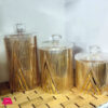 Acrylic Pyramid Design Golden Jar Set Of 3