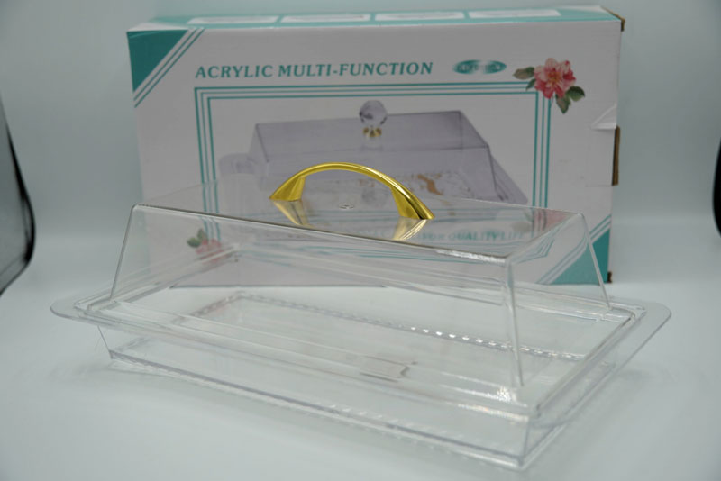 Acrylic Rectangle Pastry Trat With Cover