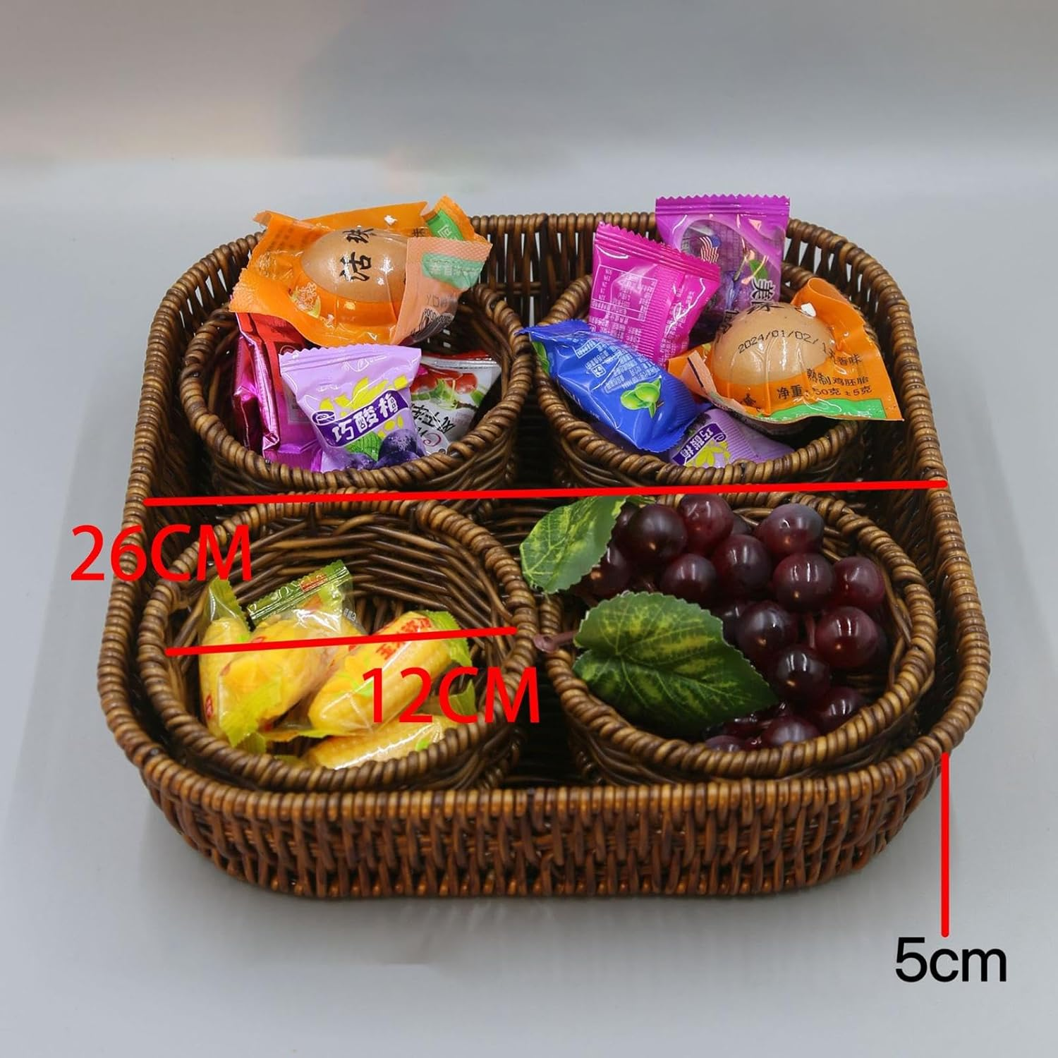 Atorse Handwoven Serving Basket Organizer Fruit Baskets For Hotel Fruits Restaurant Round
