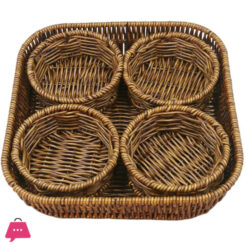 Atorse Handwoven Serving Basket Organizer Fruit Baskets for Hotel Fruits Restaurant Round