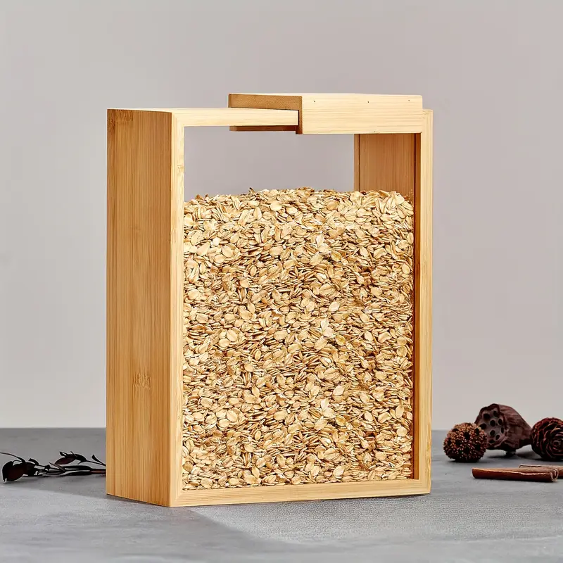 Wood Food Storage Container  Book-Style Canister For Kitchen Square Pantry Organization 3 Ltr 1 Pcs