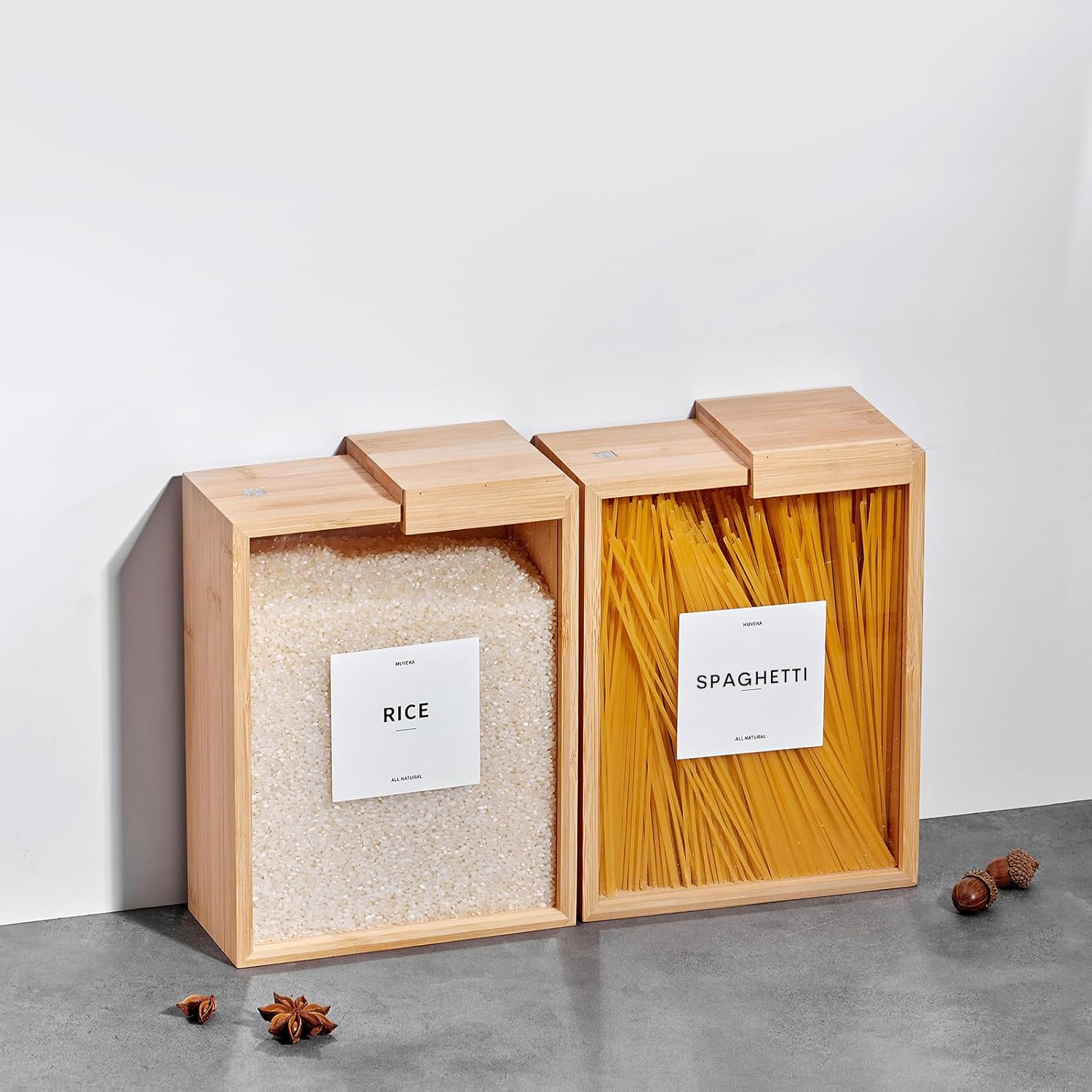 Wood Food Storage Container  Book-Style Canister For Kitchen Square Pantry Organization 3 Ltr 1 Pcs