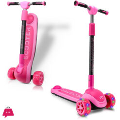 BBT Global Kids Scooter Foldable Adjustable LED Flash Three Wheels Kick Scooter for Toddler Kids 3-10 Years