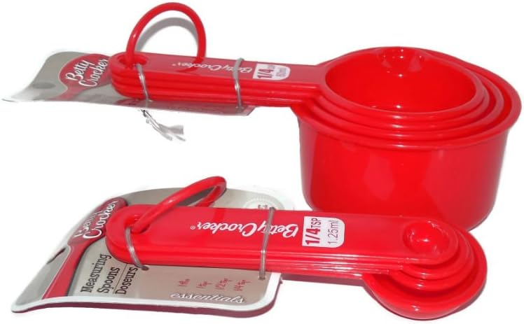 Betty Crocker Measuring Cups &Amp; Spoons Red Plastic 4 Pc Set