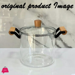 Borosilicate Glass Casserole Cooking Pot With Wooden Handle Pyrex Glass Fireproof