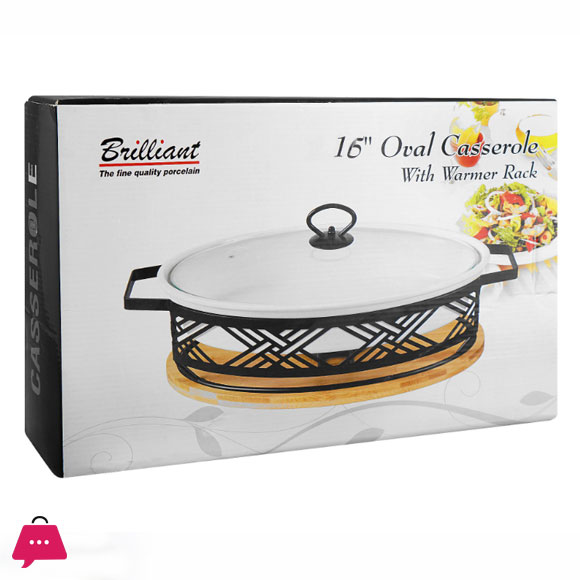 Brilliant Oval Casserole Serving Dish With Candle Stand - Buffet Food Warmer 16 Inch 4 Brilliant Oval Casserole Serving Dish With Candle Stand - Buffet Food Warmer 16 Inch - Image 2