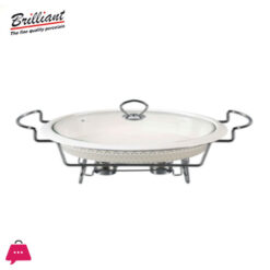Brilliant Oval Casserole Serving Dish With Candle Stand – Buffet Food Warmer 17 Inch
