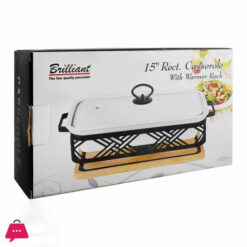 Brilliant Rectangular Casserole Serving Dish With Candle Stand - Buffet Food Warmer 15 Inch