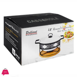 Brilliant Round Casserole Serving Dish With Candle Stand - Buffet Food Warmer 12 Inch