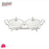 Brilliant Twin Oval Casserole Serving Dish With Candle Stand - Buffet Food Warmer 12.5 Inch