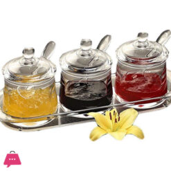 Clear Acrylic Condiment Jar Set Spice Box Seasoning Salt Pepper Spice Boxes with Spoon Kitchen 3 Pcs